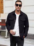 Faux Suede Button Down Shirt Jacket with Chest Pockets (US Only)
