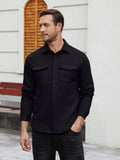 Faux Suede Button Down Shirt Jacket with Chest Pockets (US Only)