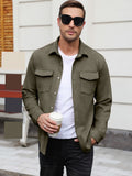 Faux Suede Button Down Shirt Jacket with Chest Pockets (US Only)