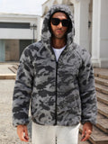 Camo Full Zip Hooded Sherpa Fleece Jacket (US Only)