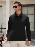 Stretch Knit Quarter Snap Long Sleeve Polo Shirt (US Only)
