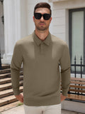 Stretch Knit Quarter Snap Long Sleeve Polo Shirt (US Only)