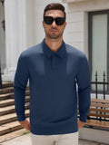 Stretch Knit Quarter Snap Long Sleeve Polo Shirt (US Only)