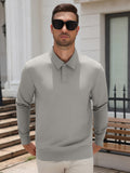 Stretch Knit Quarter Snap Long Sleeve Polo Shirt (US Only)