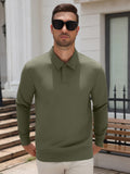 Stretch Knit Quarter Snap Long Sleeve Polo Shirt (US Only)