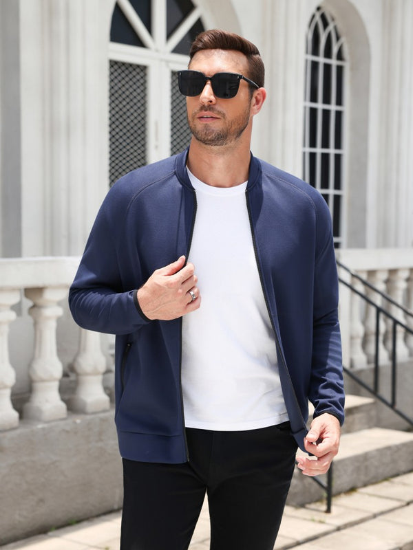 Full Zip Up Mock Neck Sport Sweatshirt (US Only)