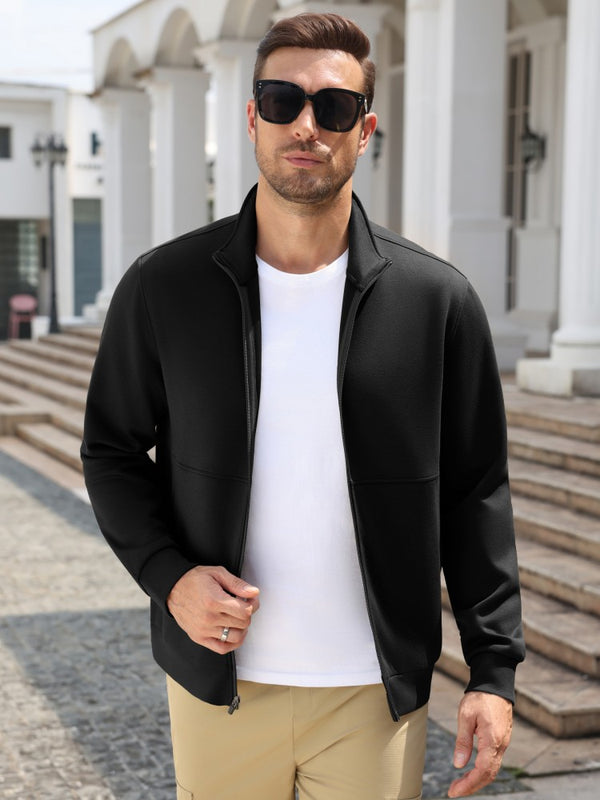 Lightweight Full Zip Stand Collar Knit Jacket (US Only)