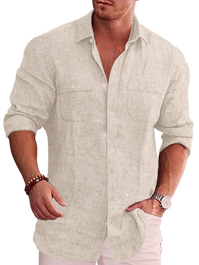 Casual Linen Blend Shirt (US Only) Shirts coofandy Beige S 