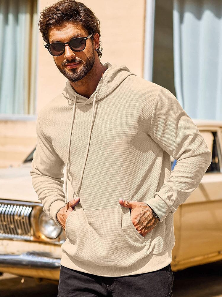 Classic Leisure Waffle Knit Hoodie (US Only) Hoodies coofandy 