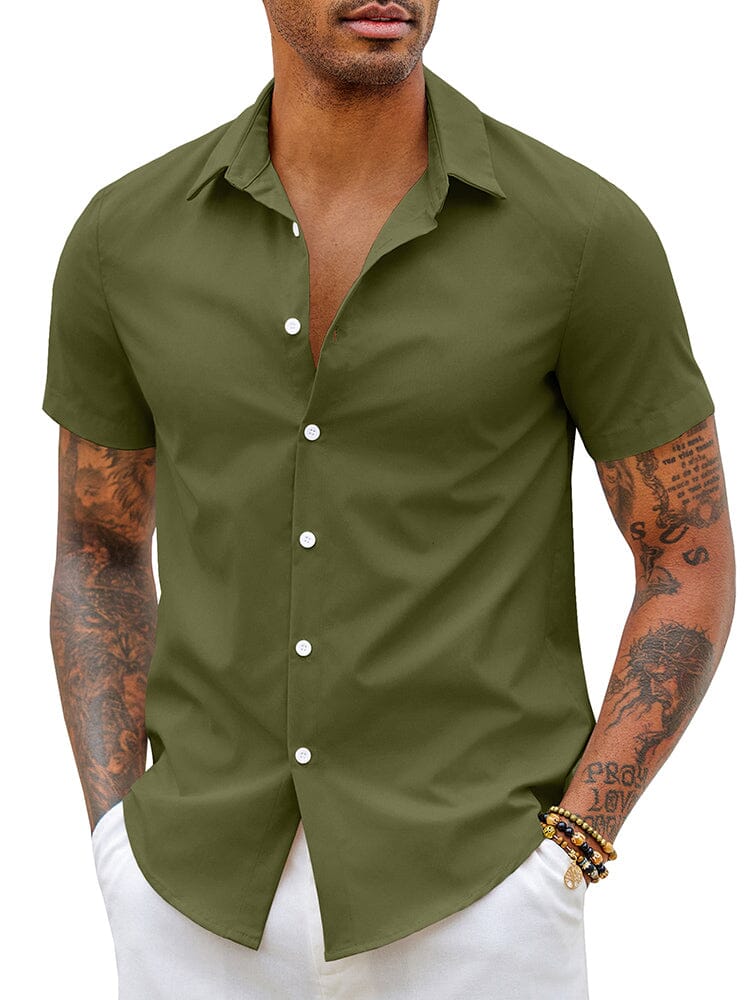 Classic Casual Button Shirt Shirts coofandy Army Green S 