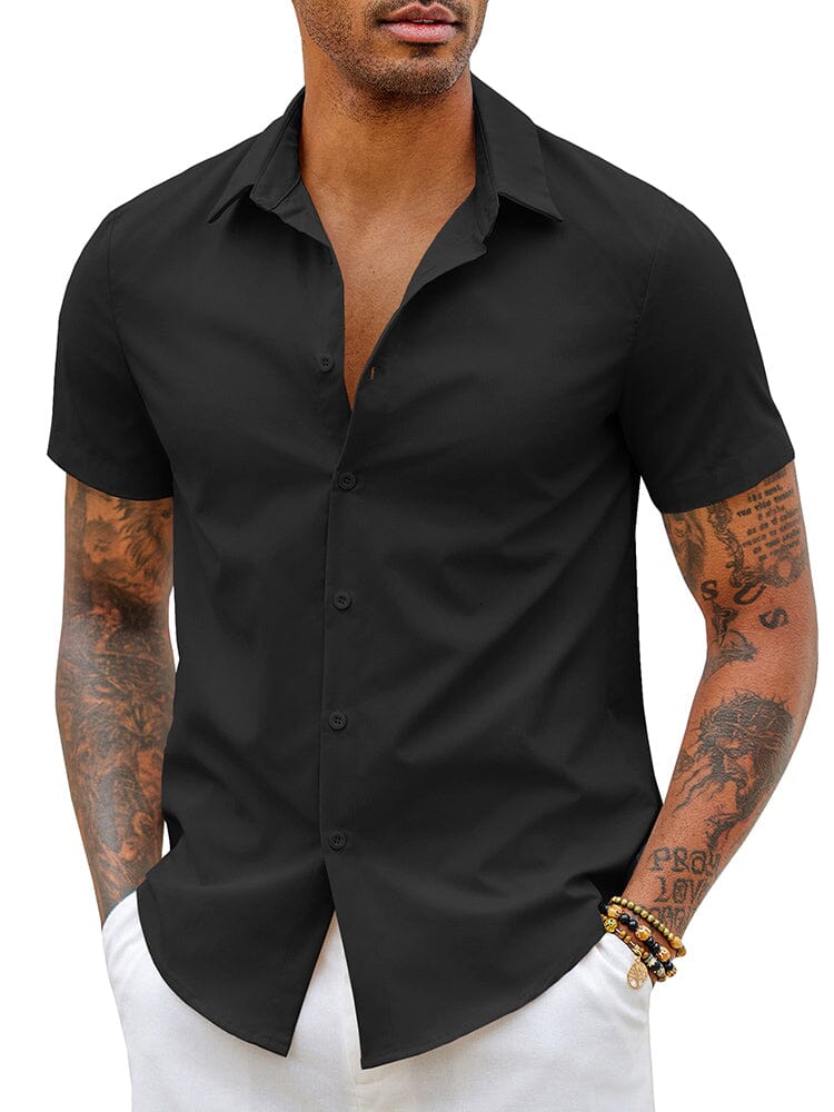 Classic Casual Button Shirt Shirts coofandy Black S 