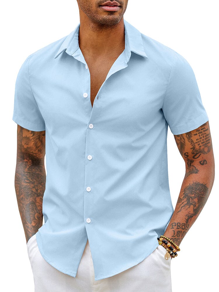 Classic Casual Button Shirt Shirts coofandy Blue S 