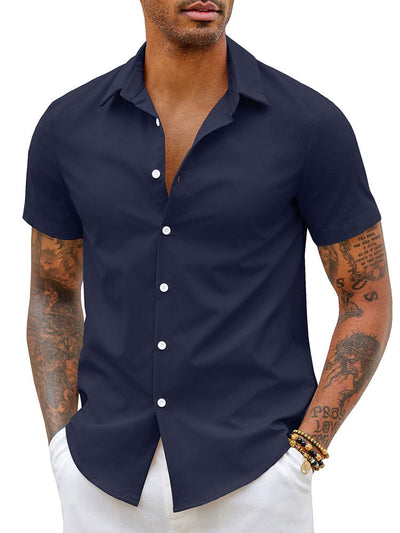 Classic Casual Button Shirt Shirts coofandy Navy Blue S 