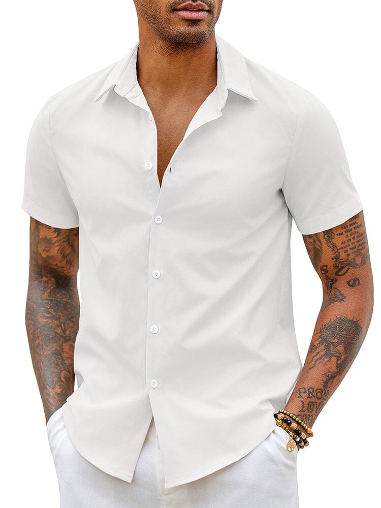 Classic Casual Button Shirt Shirts coofandy White S 