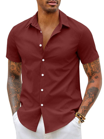 Classic Casual Button Shirt Shirts coofandy Red S 