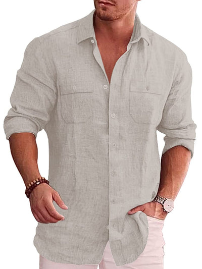 Casual Linen Blend Shirt (US Only) Shirts coofandy Light Grey S 