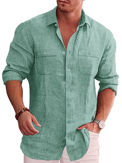 Casual Linen Blend Shirt (US Only) Shirts coofandy Green S 