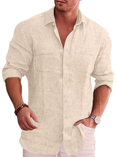 Casual Linen Blend Shirt (US Only) Shirts coofandy Light Khaki S 