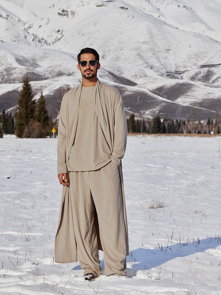 Men's 3-Piece Winter Lounge Set - No-Iron Comfort for Home, Travel