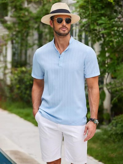 Casual Textured Henley T-Shirt (US Only) Shirts & Polos coofandy 