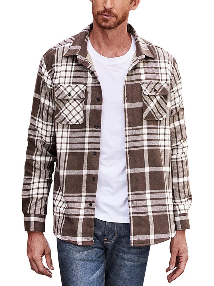 Lined Flannel Plaid Long Sleeve Shirt