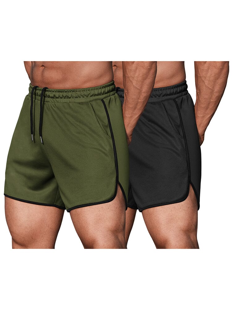 Comfy 2-Piece Workout Shorts (US Only) Shorts coofandy Black/Army Green XS 