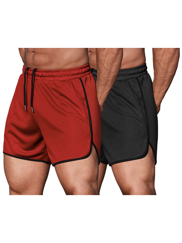 Comfy 2-Piece Workout Shorts (US Only) Shorts coofandy Black/Red XS 
