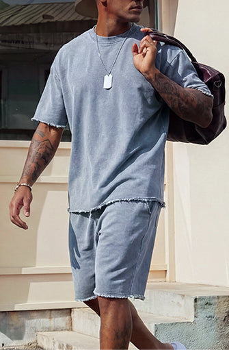 Casual Loose Fit Solid Sports Sets