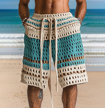 Casual Resort Knit Braided Shorts