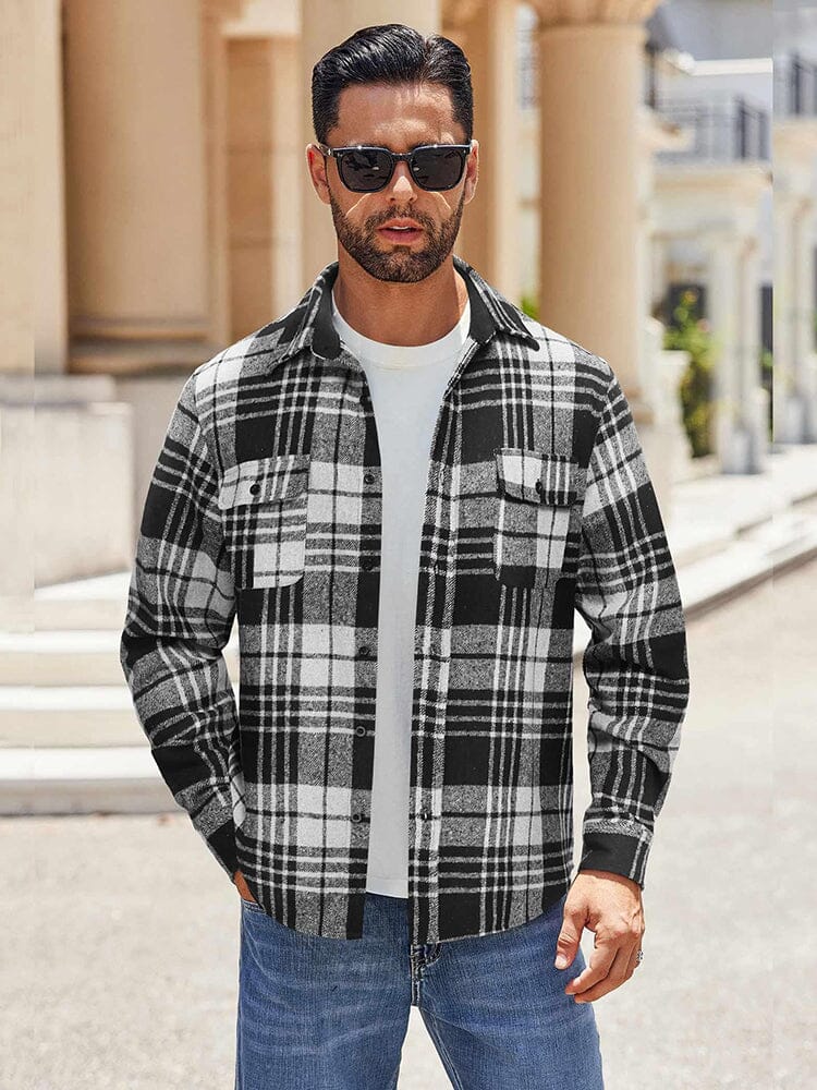 Leisure Checked Flannel Shirt Shirts coofandy 