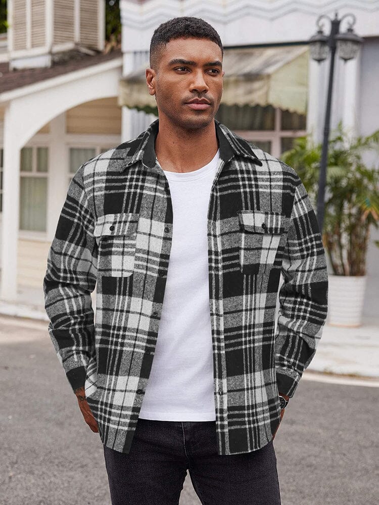 Leisure Checked Flannel Shirt Shirts coofandy 