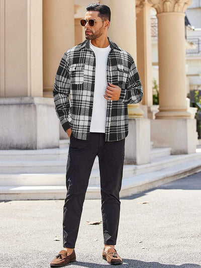 Leisure Checked Flannel Shirt Shirts coofandy 