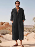 Classic Loose 100% Cotton Robe Shirt Shirts coofandy Black M 
