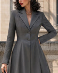 Smart Casual Faux Suede V-neck Coat Dress