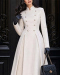 Urban Casual Stand Collar Double-breasted A-Line Coat