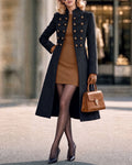 Structured Double-faced Tweed Row Button Long Coat