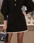 Puff Sleeve Faux Suede Mini Dress