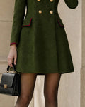Contrast Trim Double Breasted A-Line Mini Dress