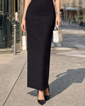 Stand Collar Capelet Column Maxi Dress