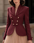 Vintage Shawl Collar Asymmetric Peplum Blazer