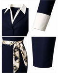 Contrast Double Collar Tailored Sheath Dress