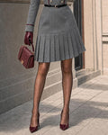 Vintage Double Breasted Pleated Hem Short Dress