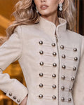 Military Style Stand Collar Tailored Short Coat