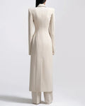 Long Split Tailored Blazer And Wide Leg Pants Suit Set