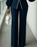 Vintage Piped Lantern Sleeve Pants Set