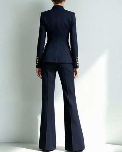 Women's Piped Stand Collar Asymmetric Blazer Pants Set – COOFANDY