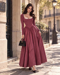 Pure Cotton Square Neck A-Line Maxi Dress