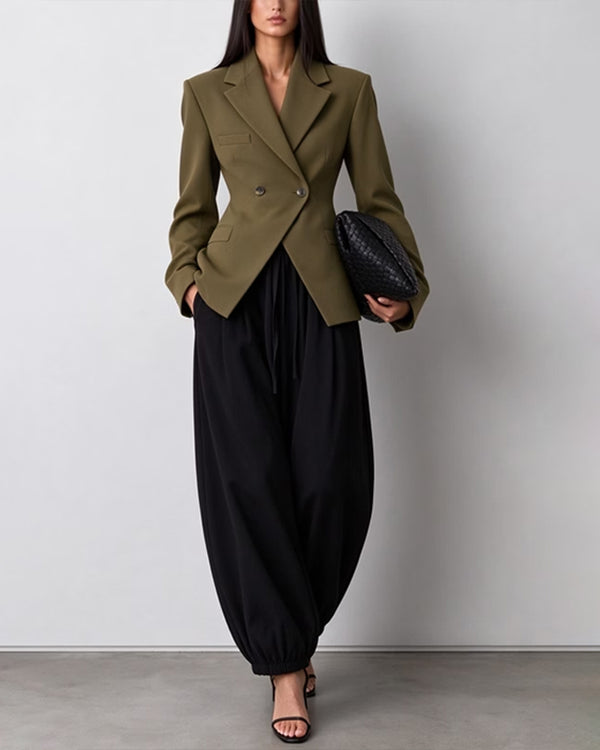 Standout Asymmetry Blazer and Balloon Jogger Pants Set