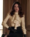 Autumn-Commute Ruffled Satin Blouse