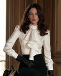 Autumn-Commute Ruffled Satin Blouse